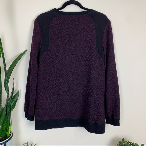 Rebecca Taylor Knit Pullover Sweater with Zipper Details - Wine - Picture 11 of 16